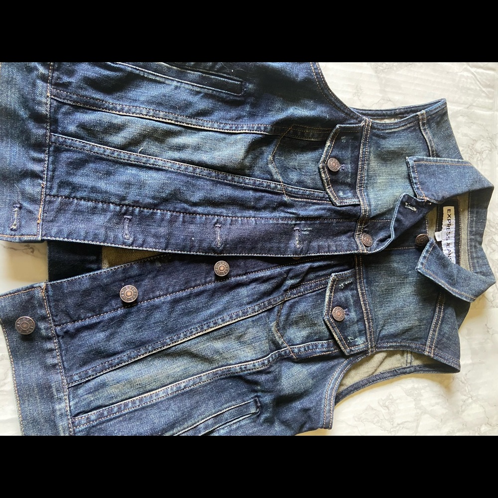 Express dark denim vest